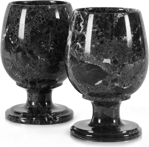 Radicaln Marble Wine Glasses 5'' Inches Black Handmade Red Wine Glasses for Wine Bar Ideal Stemless Wine Glass Wine Glass Set & Wine Glass Set of 2 for Champagne