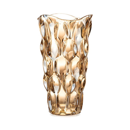 29.8cm Golden Amber Glass Crystal Vase Elegant Modern Home Décor image 1
