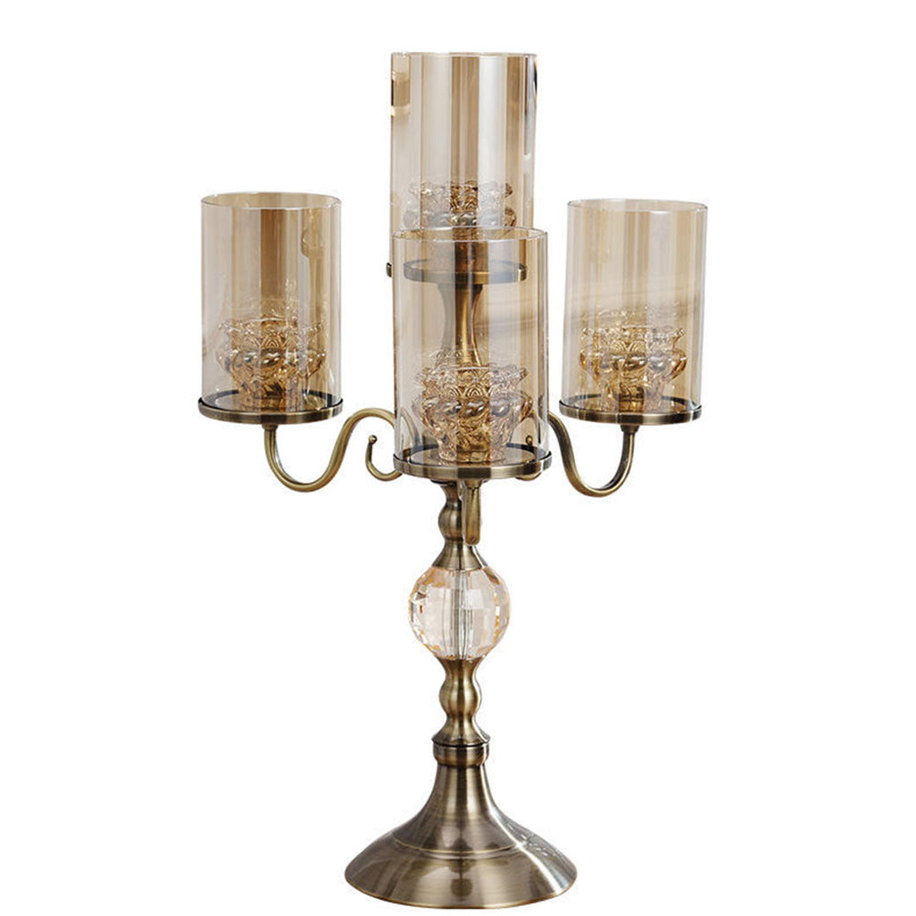 cm 4-Slots Glass Candlestick Candle Holder Stand Pillar Glass/Iron Metal 1