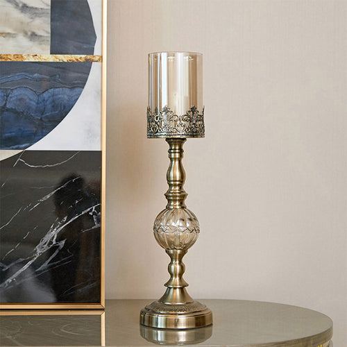 47cm Glass Candle Holder Candle Stand Glass/Metal image 2