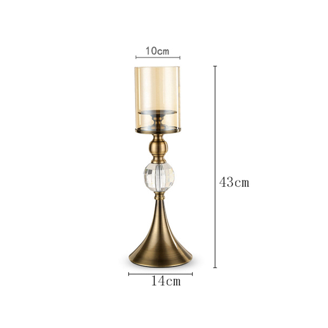 43cm Glass Candle Holder Candle Stand Glass/Metal image 2