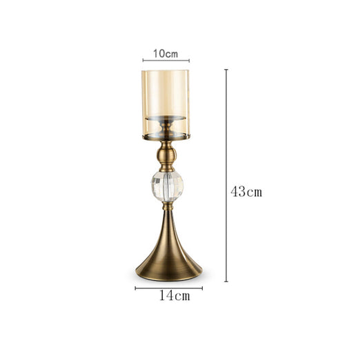 43cm Glass Candle Holder Candle Stand Glass/Metal image 2