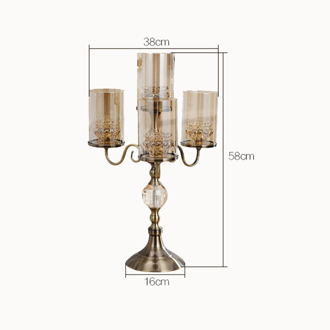 cm 4-Slots Glass Candlestick Candle Holder Stand Pillar Glass/Iron Metal 2