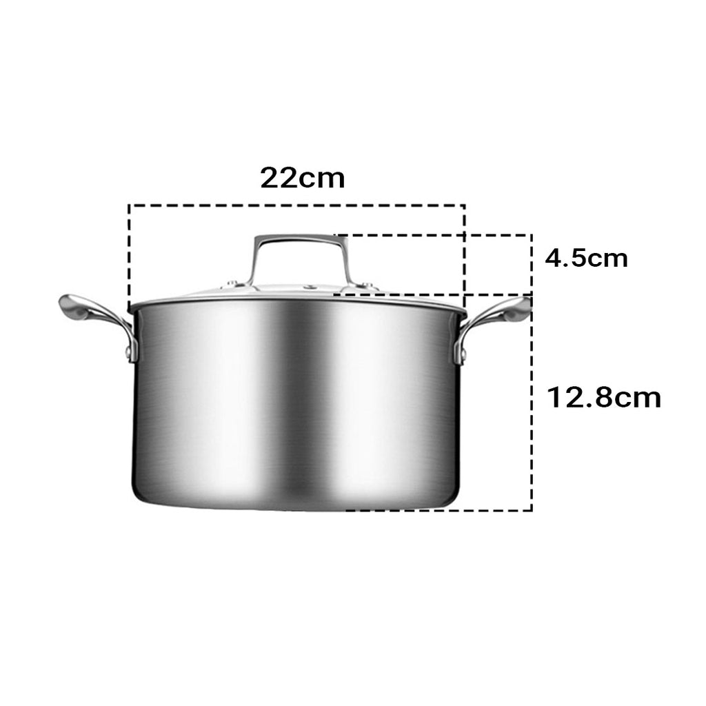 22cm Stainless Steel Soup Pot Stock Cooking Stockpot Heavy Duty Thick Bo… image 2