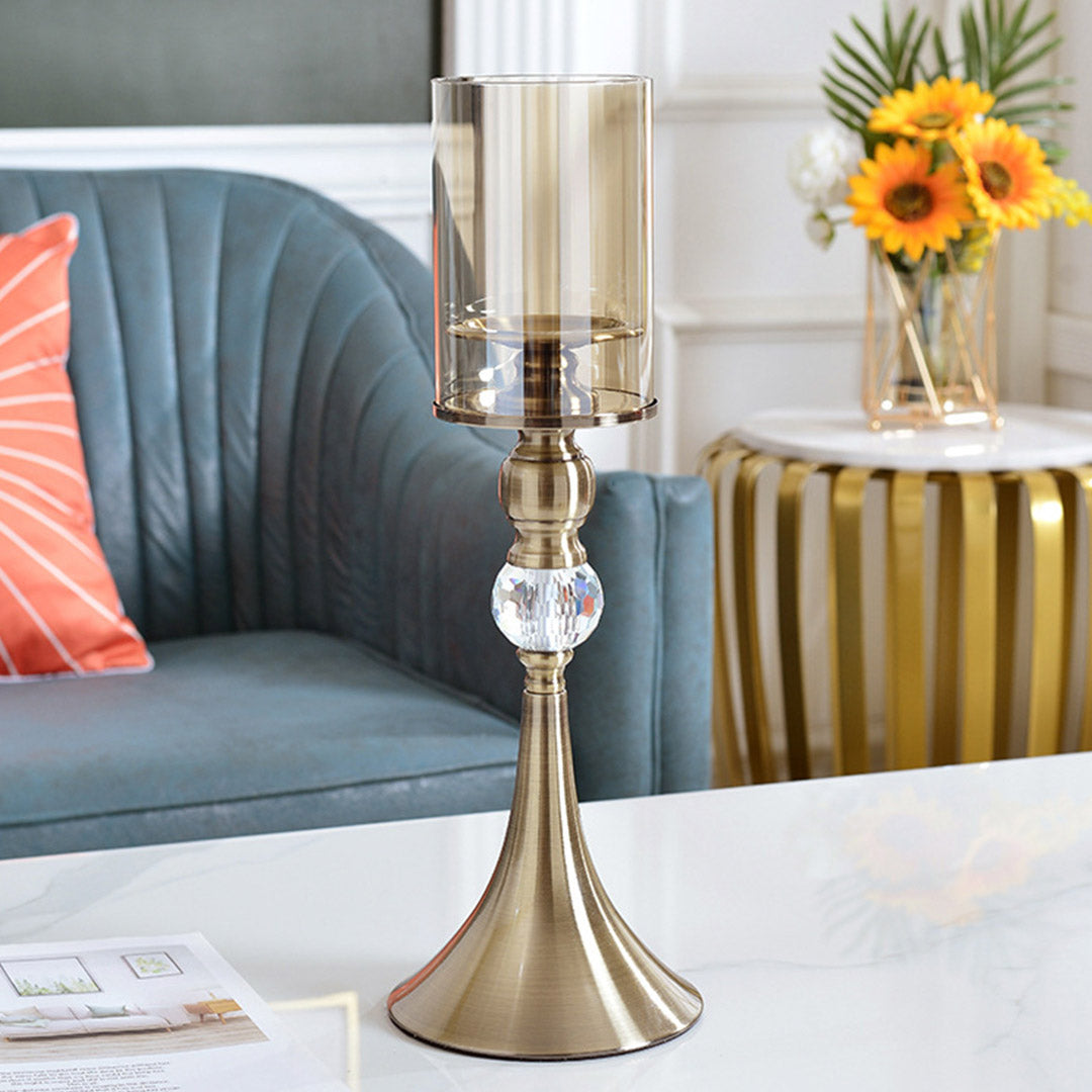 43cm Glass Candle Holder Candle Stand Glass/Metal image 3