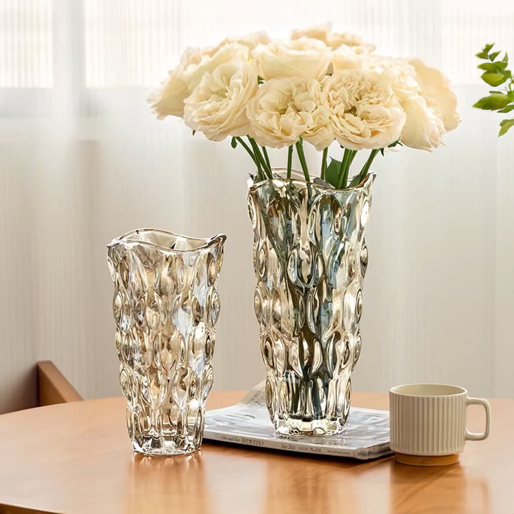 29.8cm Golden Amber Glass Crystal Vase Elegant Modern Home Décor image 3