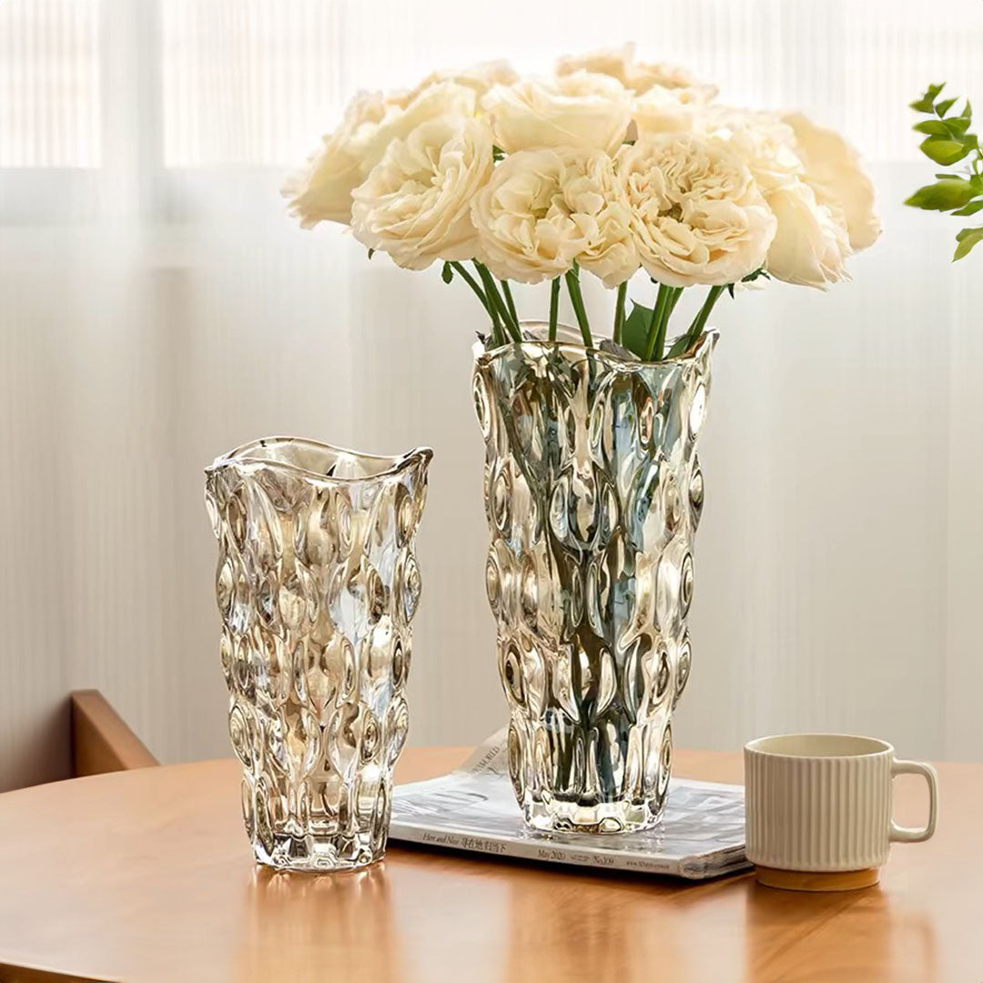 29.8cm Golden Amber Glass Crystal Vase Elegant Modern Home Décor image 3