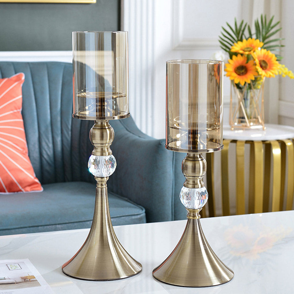 cm 38cm Glass Candle Holder Candle Stand Glass/Metal 3
