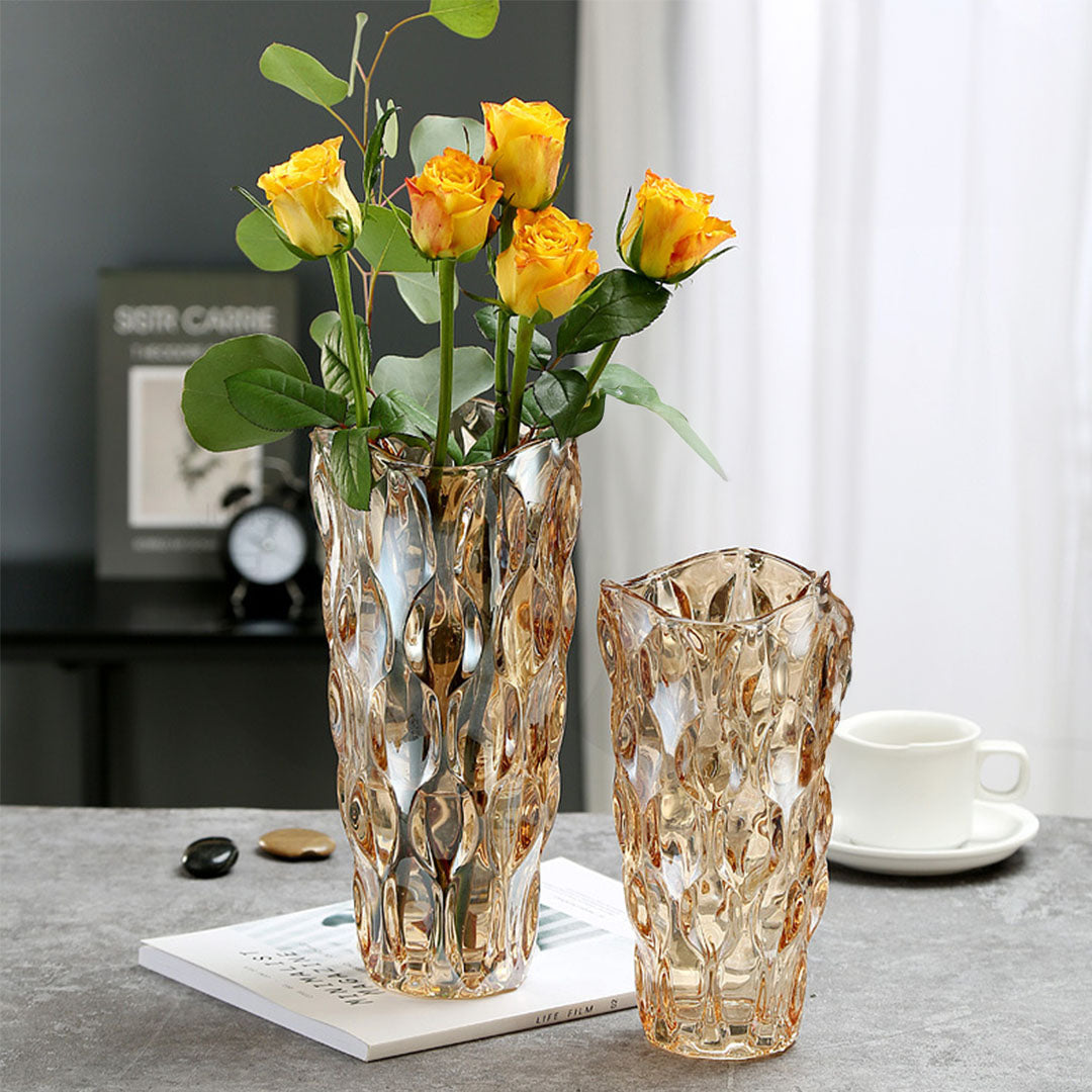 29.8cm Golden Amber Glass Crystal Vase Elegant Modern Home Décor image 4