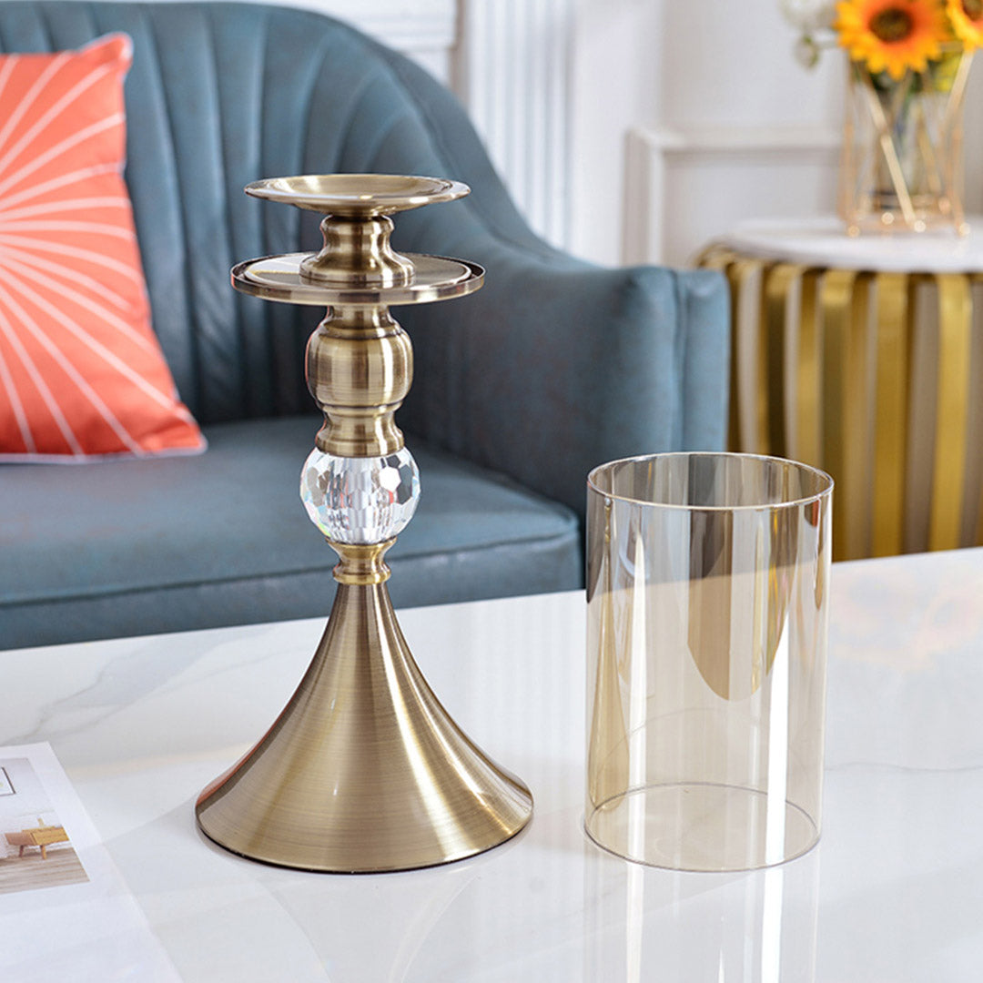 43cm Glass Candle Holder Candle Stand Glass/Metal image 4