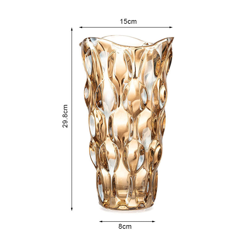 29.8cm Golden Amber Glass Crystal Vase Elegant Modern Home Décor image 5
