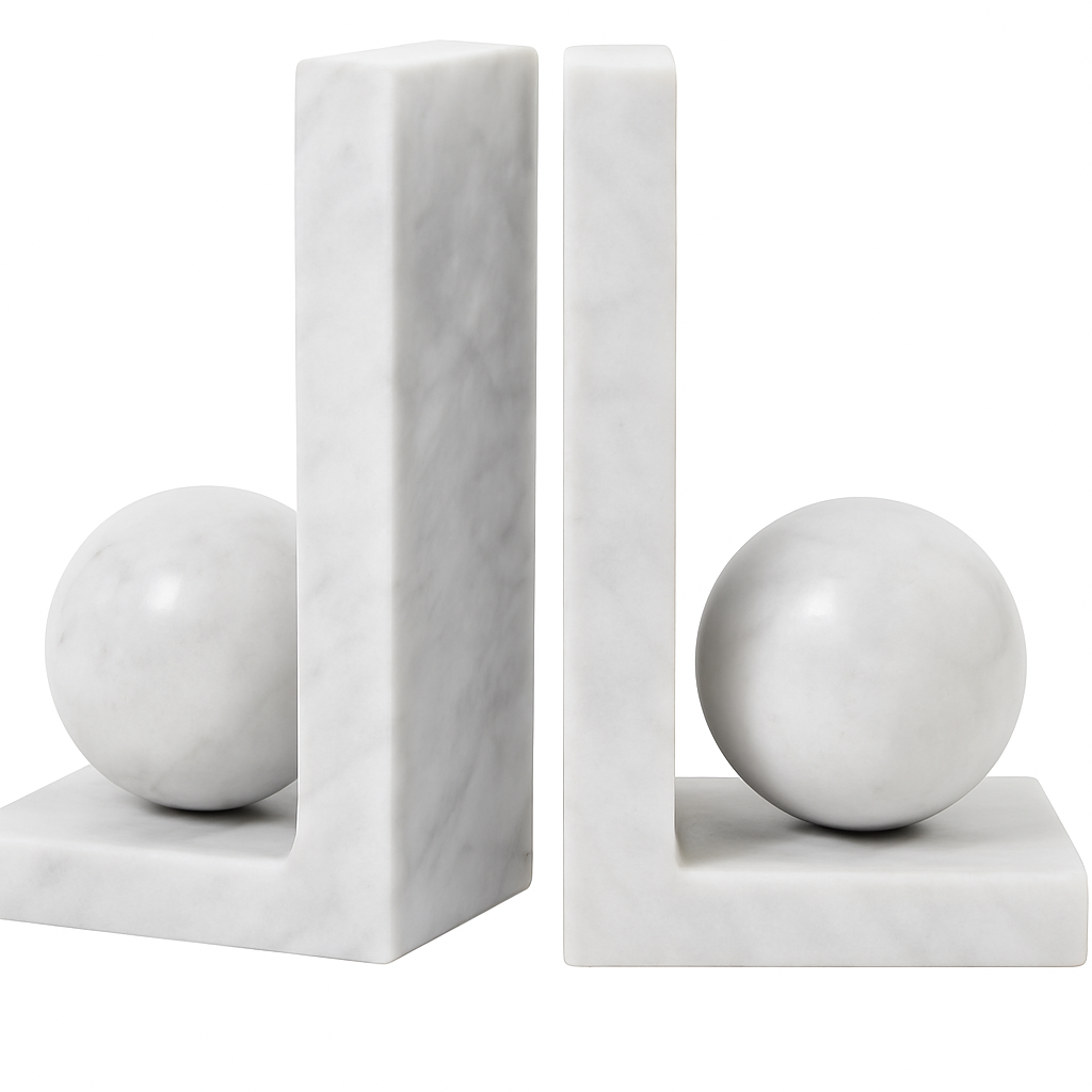 Marble Bookends Set – Natural Stone Book Holders for Home and Office