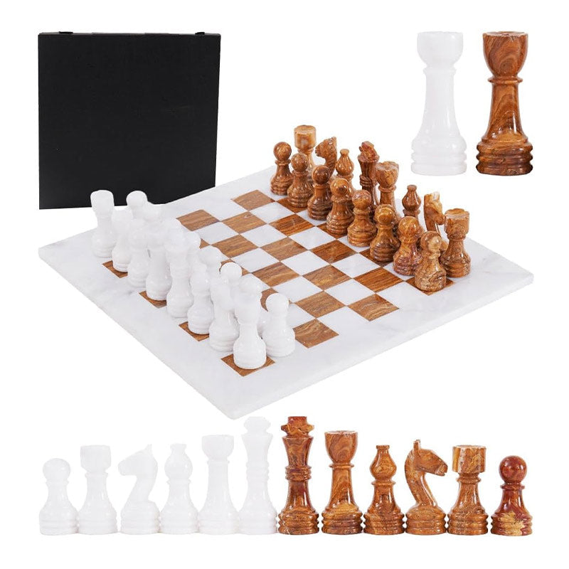 Marble Chess Set 38cm – Red & White