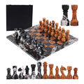 Marble Chess Set 38cm – Black Zebra & Red