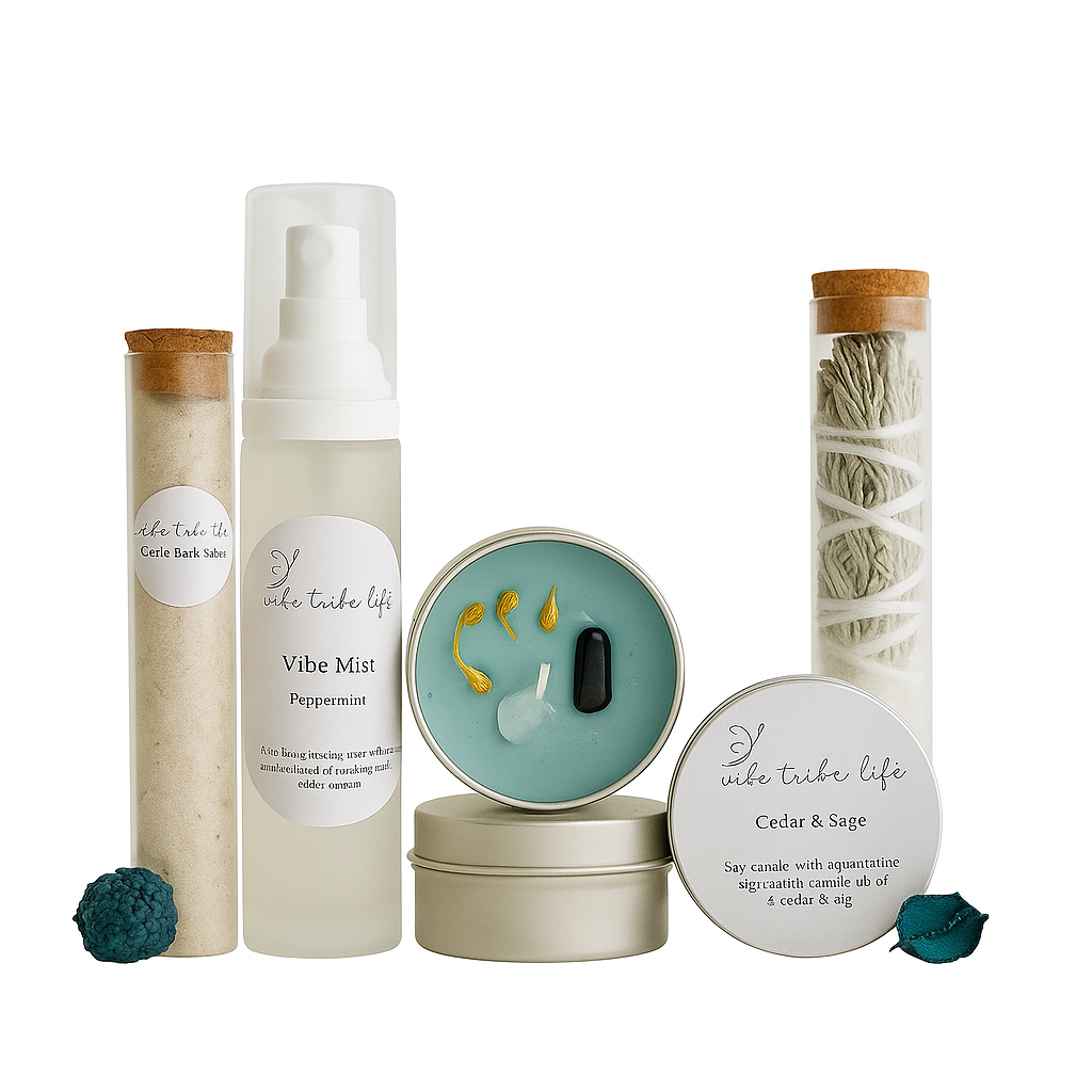 Sage and Mint Self-Care Gift Box – Relaxation Spa Set with Candle, Mist and Bath Salts