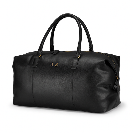 Personalised Vegan Leather Weekender Bag – Custom Initials Travel Holdall