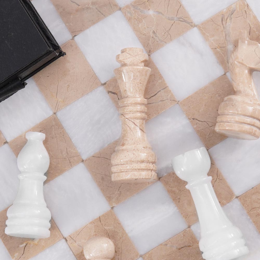 Marble Chess Set 38cm – Verona & White