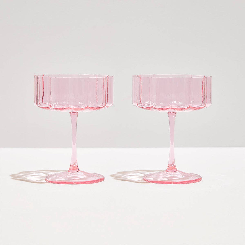 Fazeek Wave Coupe Glasses in Blush Pink — Set of 2 Handmade Borosilicate Sculptural Coupes, 250ml — image 4