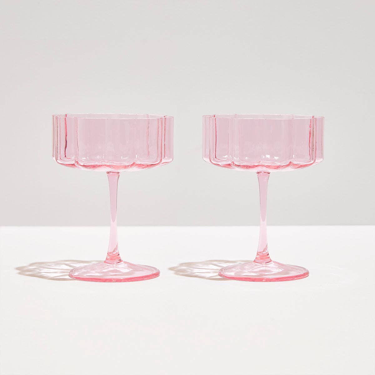 Fazeek Wave Coupe Glasses in Blush Pink — Set of 2 Handmade Borosilicate Sculptural Coupes, 250ml — image 4