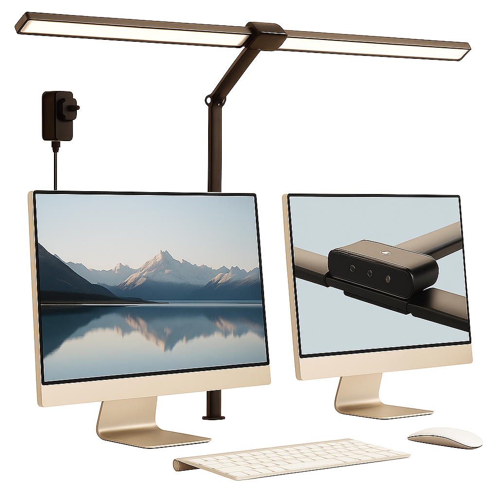 Dual-Head LED Desk Lamp – Adjustable Architect Clamp Light