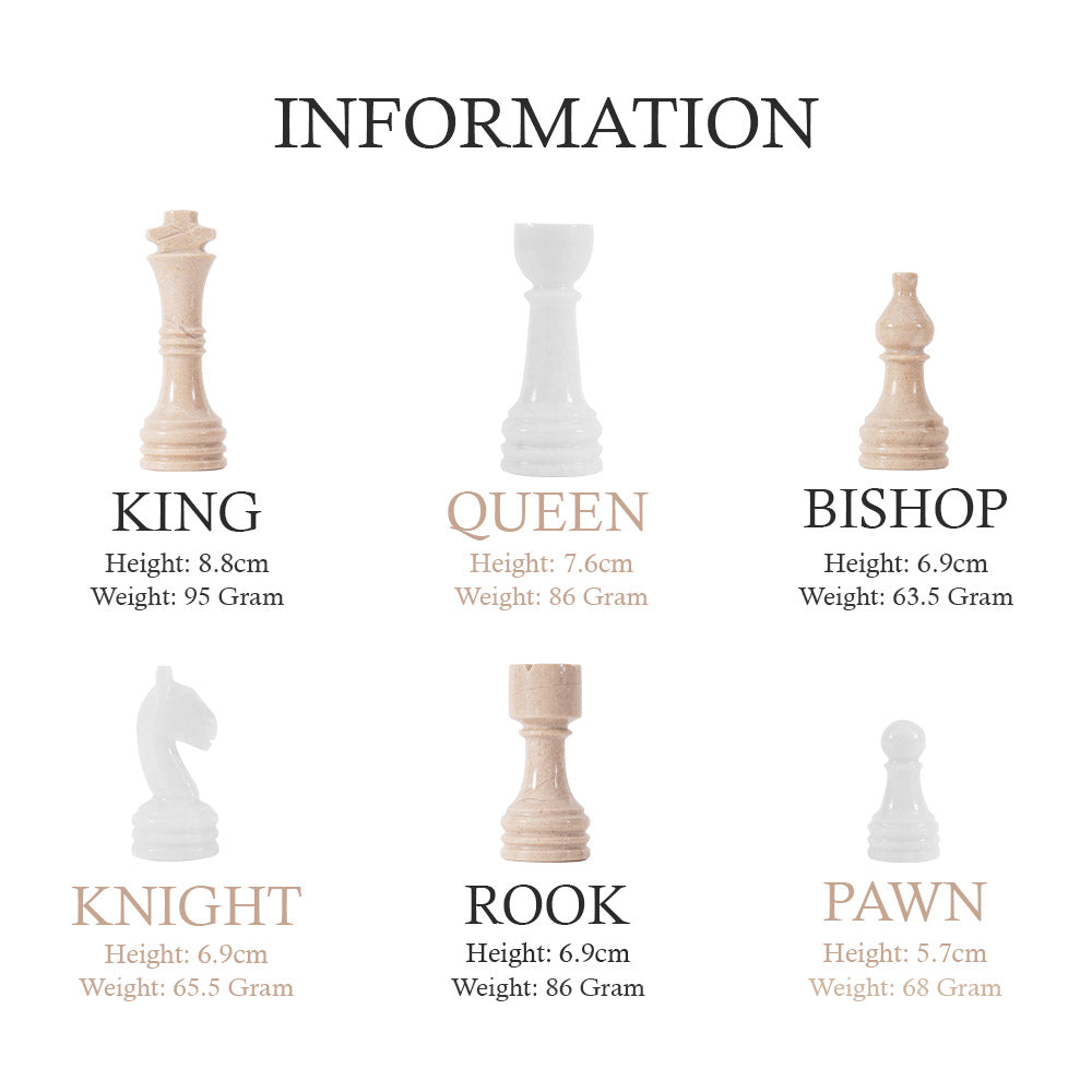 Marble Chess Set 38cm – Verona & White
