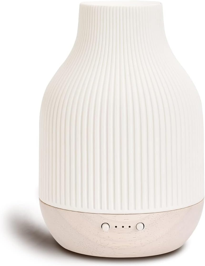 Elegant Ceramic Diffuser for Essential Oils with Solid Wood 