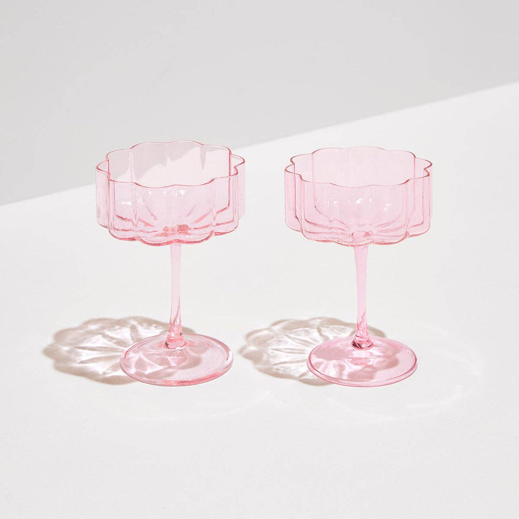 Fazeek Wave Coupe Glasses in Blush Pink — Set of 2 Handmade Borosilicate Sculptural Coupes, 250ml — image 2