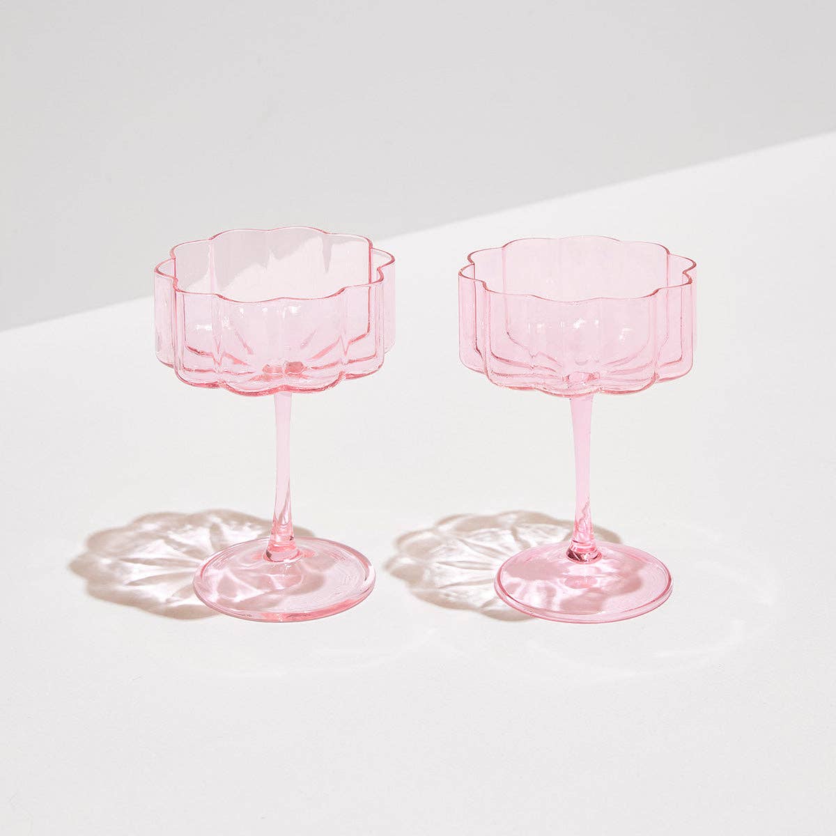 Fazeek Wave Coupe Glasses in Blush Pink — Set of 2 Handmade Borosilicate Sculptural Coupes, 250ml — image 2