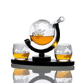Don Vassie Etched Globe Whisky Decanter Set + 2 Whisky Glasses 10 Oz