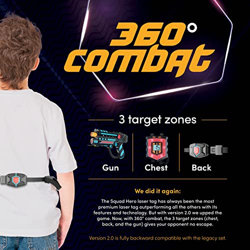 Squad Hero Rechargeable Laser Tag 360° Sensors + LCDs, 4 Set - Gift Ideas for Kids Teens and Adults Boys & Girls Family Fun - Cool Teenage Christmas Group Activity - Teen Gifts Ages 8+ Year Old Boy