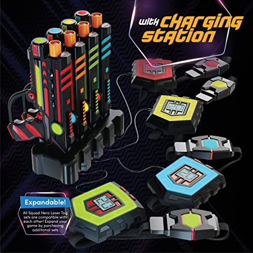 Squad Hero Rechargeable Laser Tag 360° Sensors + LCDs, 4 Set - Gift Ideas for Kids Teens and Adults Boys & Girls Family Fun - Cool Teenage Christmas Group Activity - Teen Gifts Ages 8+ Year Old Boy