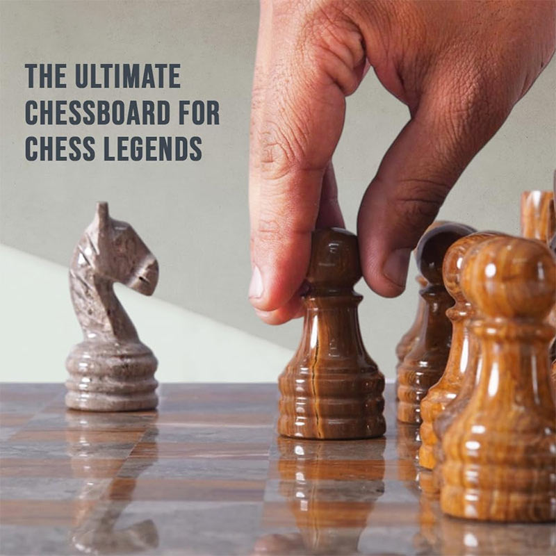 Marble Chess Set 38cm – Oceanic & Red
