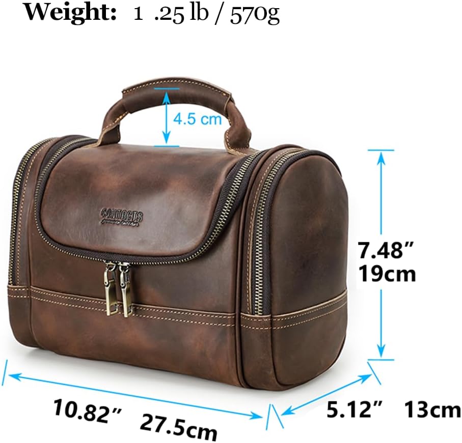 Ridgeway™ Full-Grain Leather Dopp Kit — Dark Coffee Vintage