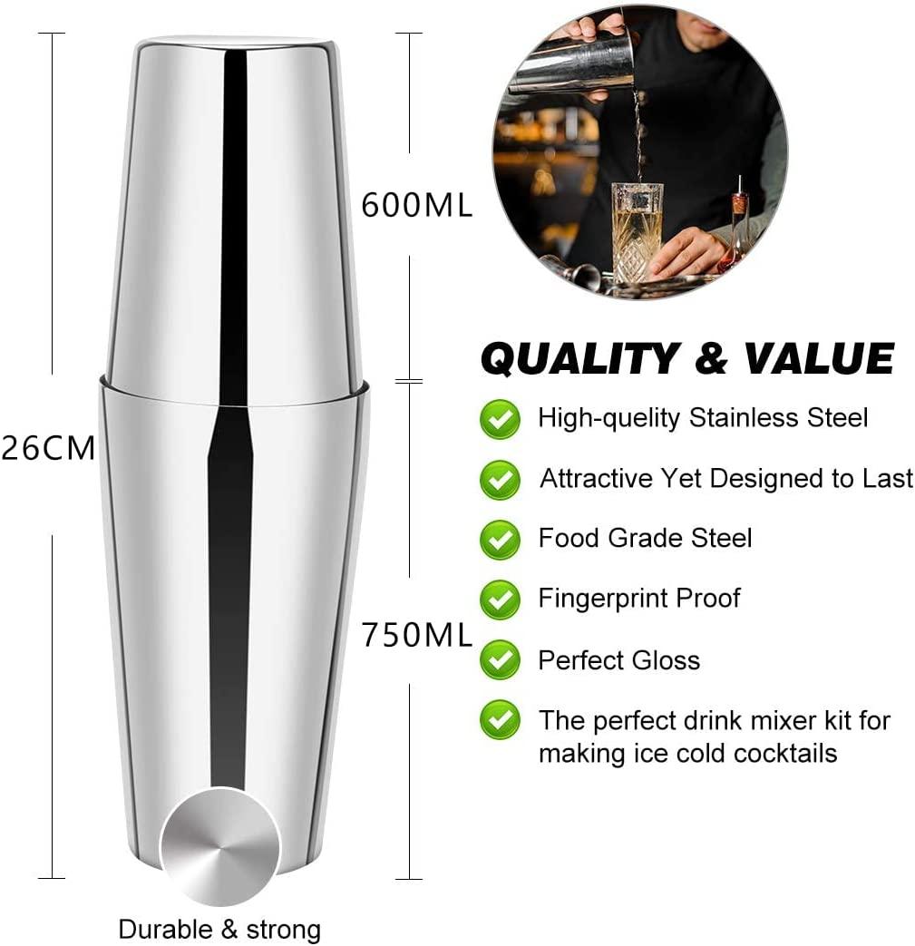 23-Piece Cocktail Shaker Set — Stainless Steel Bartender Kit with Stand & Recipe Book