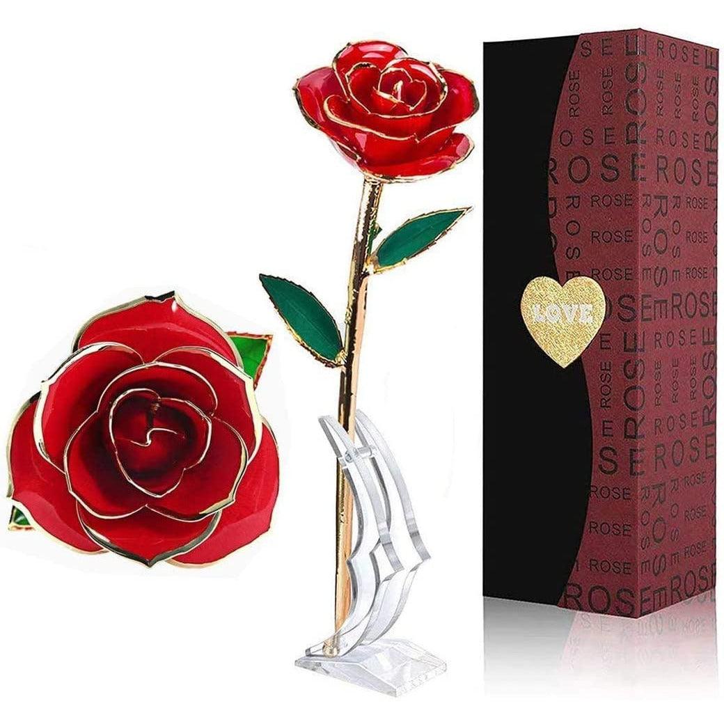 LOVLO Gold Dipped Rose 24k Red Gold Plated Rose