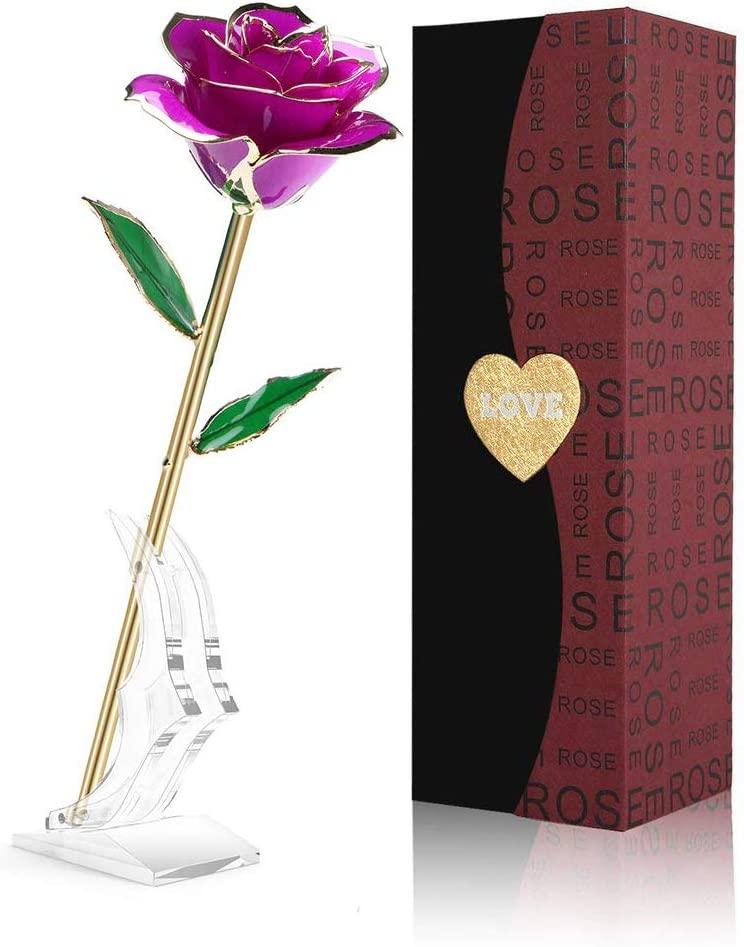 LOVLO Gold Dipped Rose 24k Red Gold Plated Rose