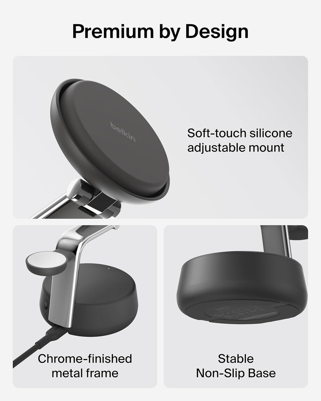 Belkin 3 in 1 Qi2 Wireless Charging Dock Stand 25W Active Co