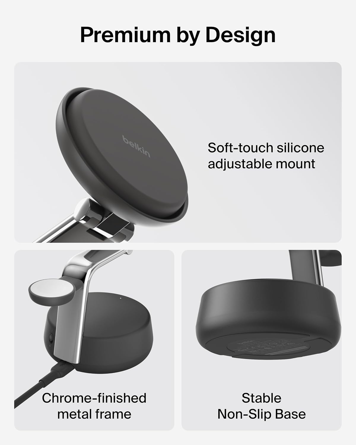 Belkin 3 in 1 Qi2 Wireless Charging Dock Stand 25W Active Co