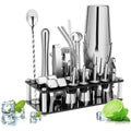 23-Piece Cocktail Shaker Set — Stainless Steel Bartender Kit with Stand & Recipe Book