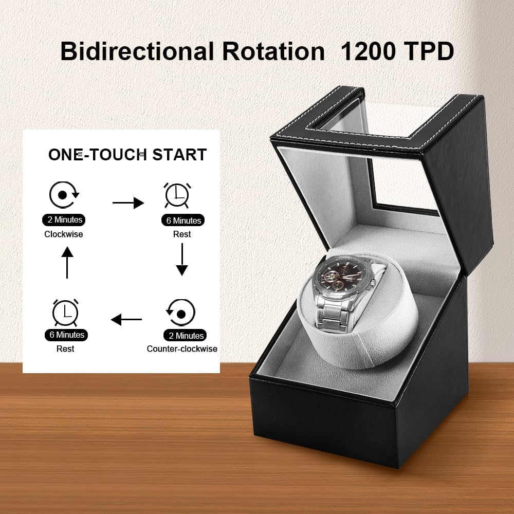 Rotare™ Heritage Single Watch Winder — Japanese Quiet Motor, Wood Shell