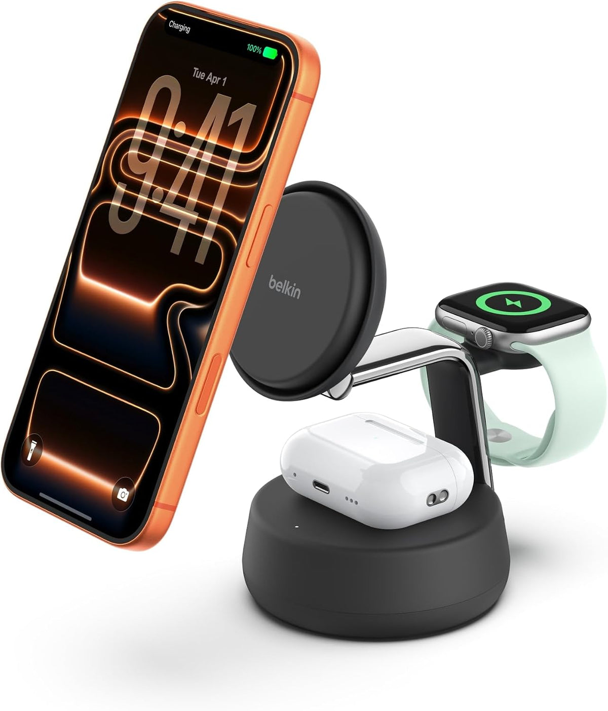 Belkin 3 in 1 Qi2 Wireless Charging Dock Stand 25W Active Co