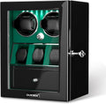 Rotare™ Dual Watch Winder — Lockable, LED-Lit, Holds 2 + 3 Storage