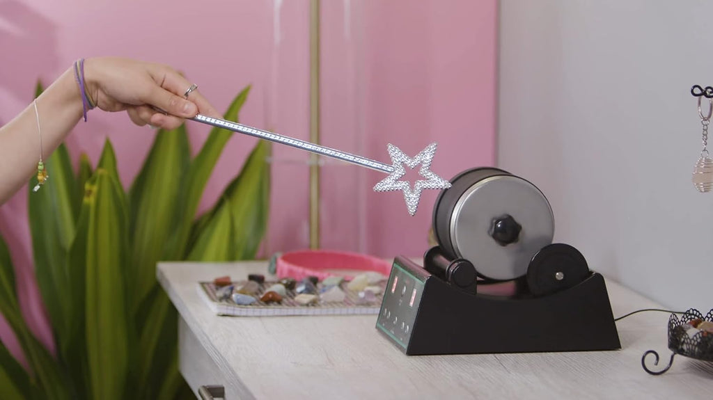 Advanced rock tumbler digital timer and rough stones