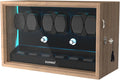 Rotare™ Grand Watch Winder — Wood Cabinet, 4 Winders + 6 Storage, Blue Backlight
