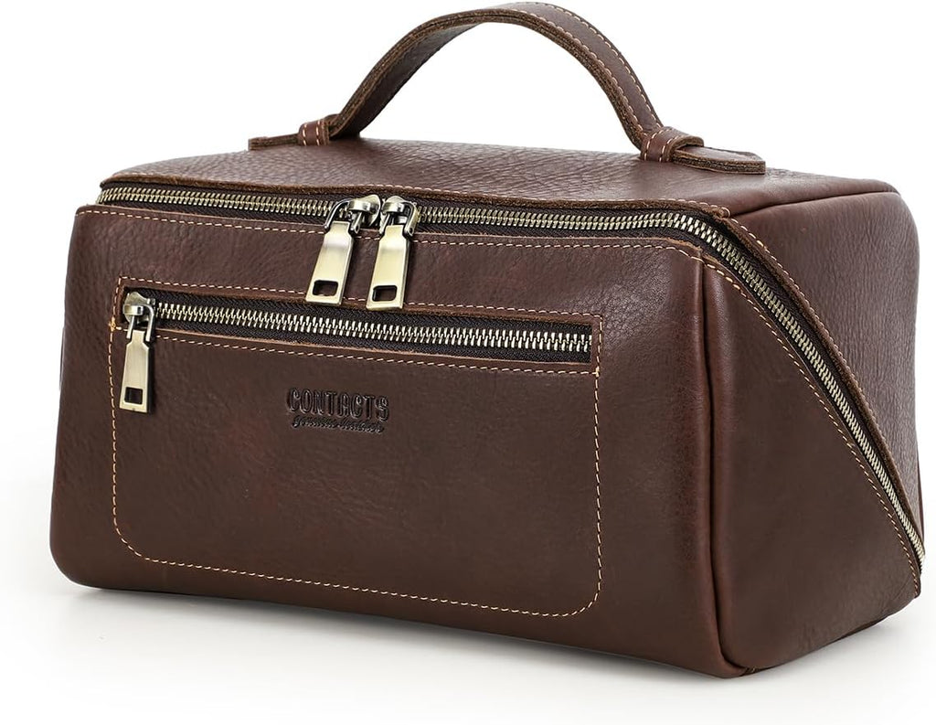 Ridgeway™ Full-Grain Leather Wash Bag — Large, Vintage Brown