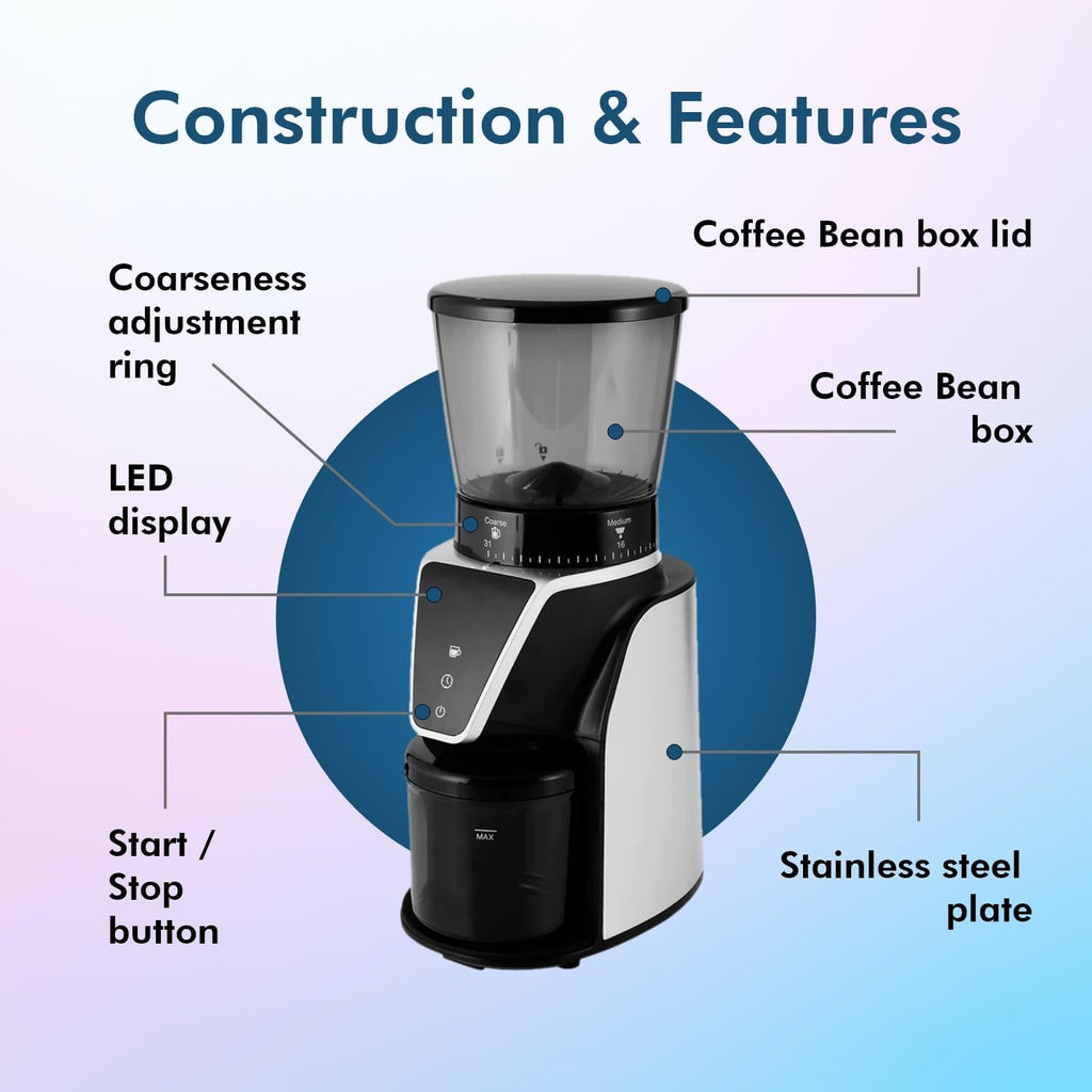 Healthy Choice Electric Burr Coffee Grinder - 31 Grind Setti