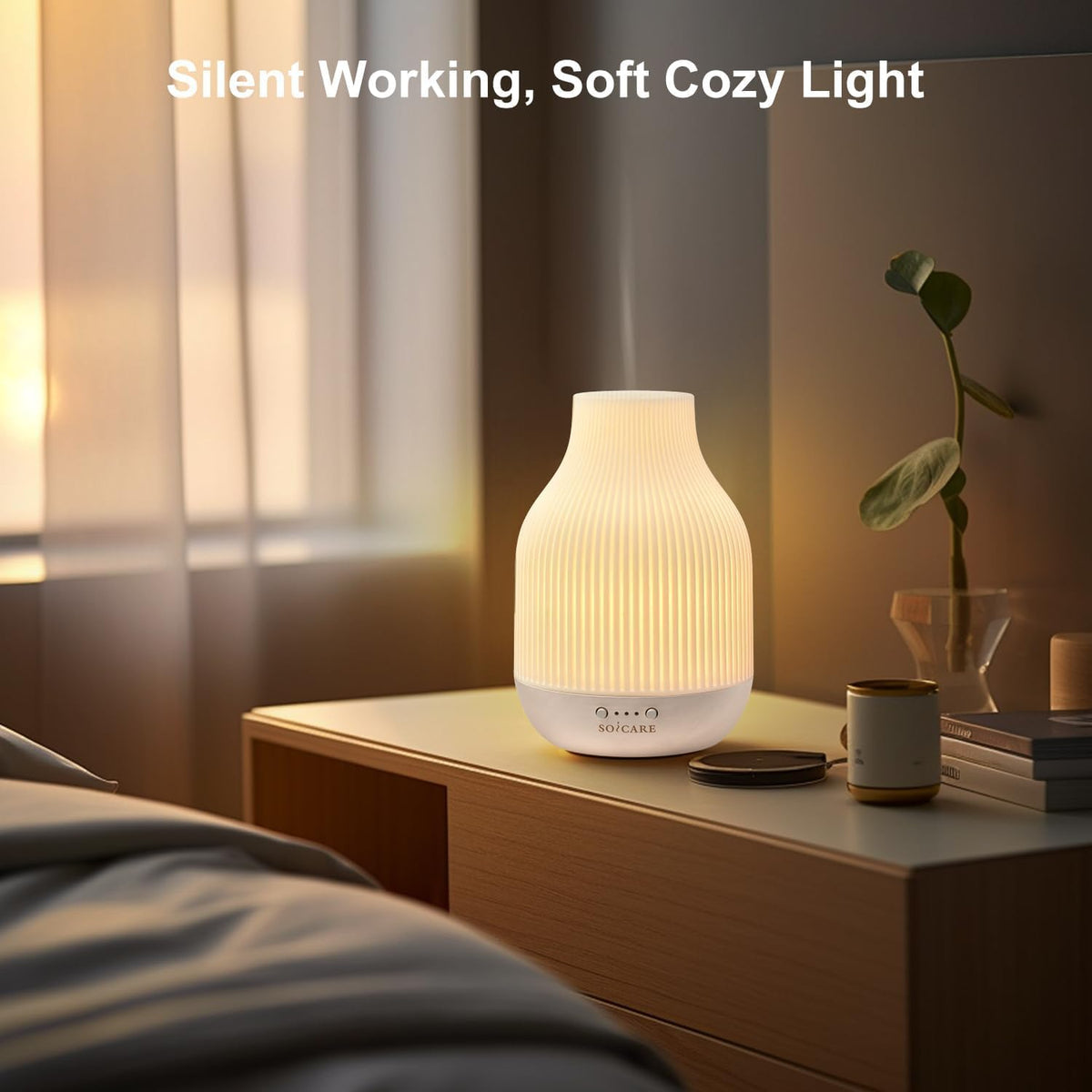 Elegant Ceramic Diffuser for Essential Oils with Solid Wood 