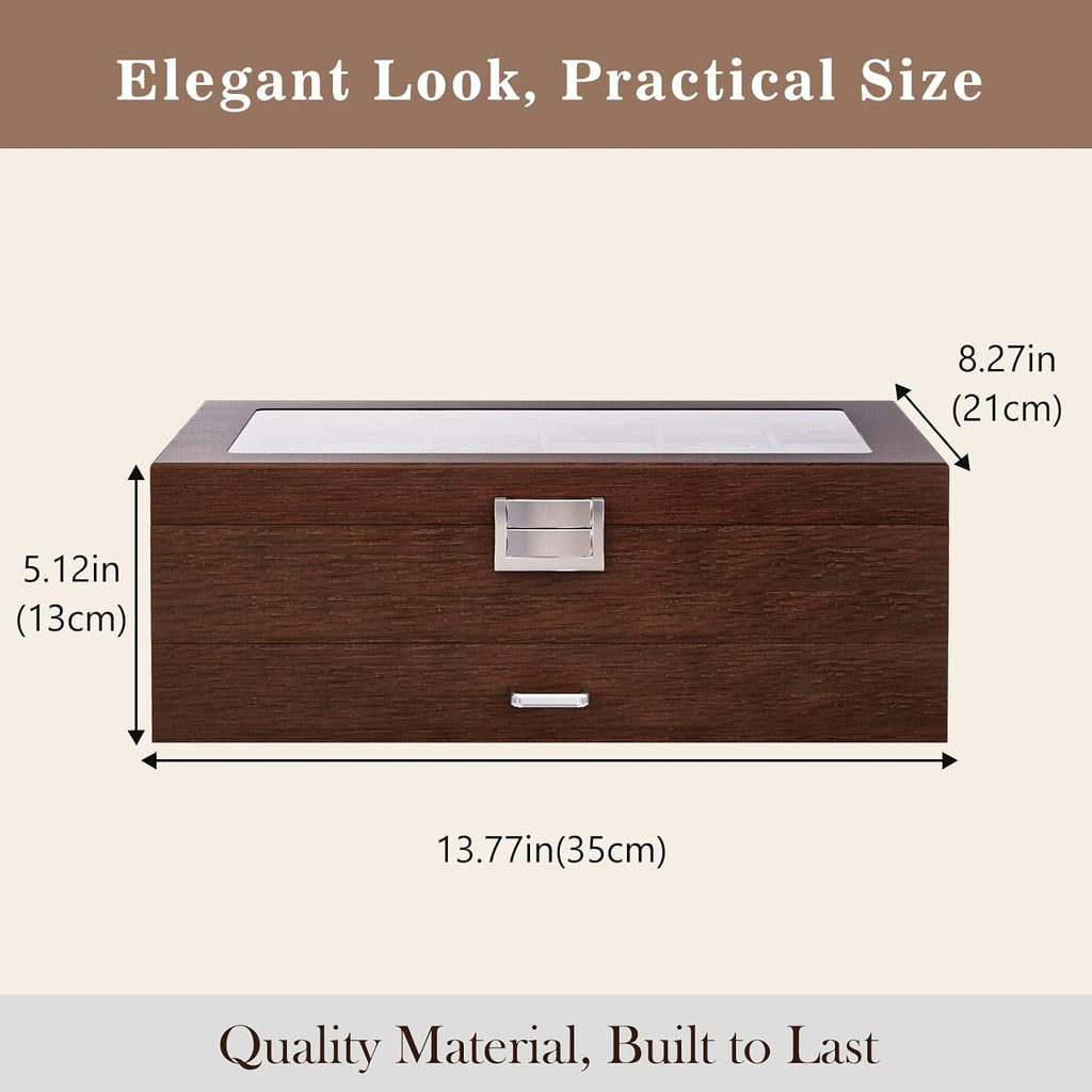 ProCase Lacquered Finish Wooden Men's Jewelry Box