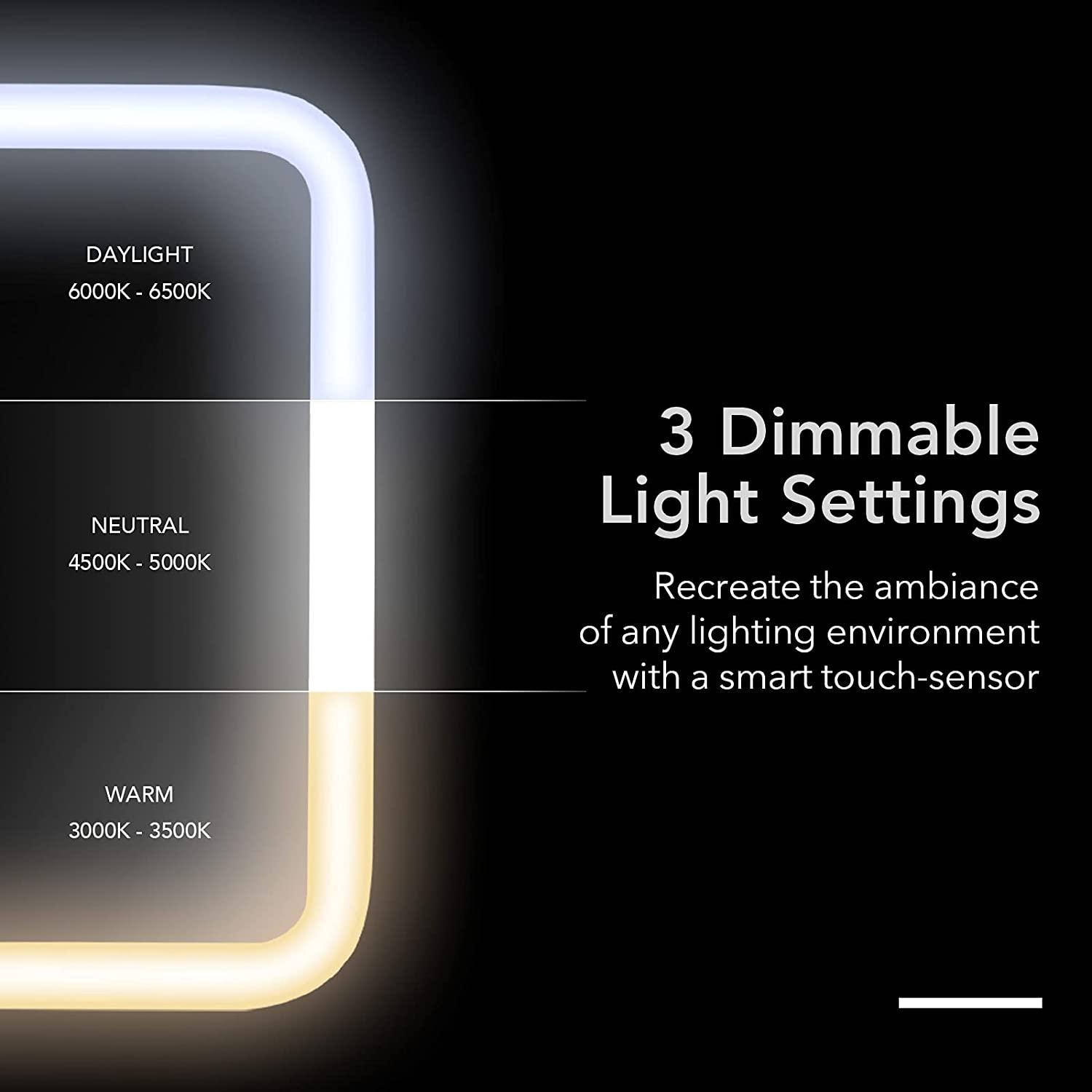 Fancii Portable LED Makeup Mirror with 3 Adjustable Light Settings