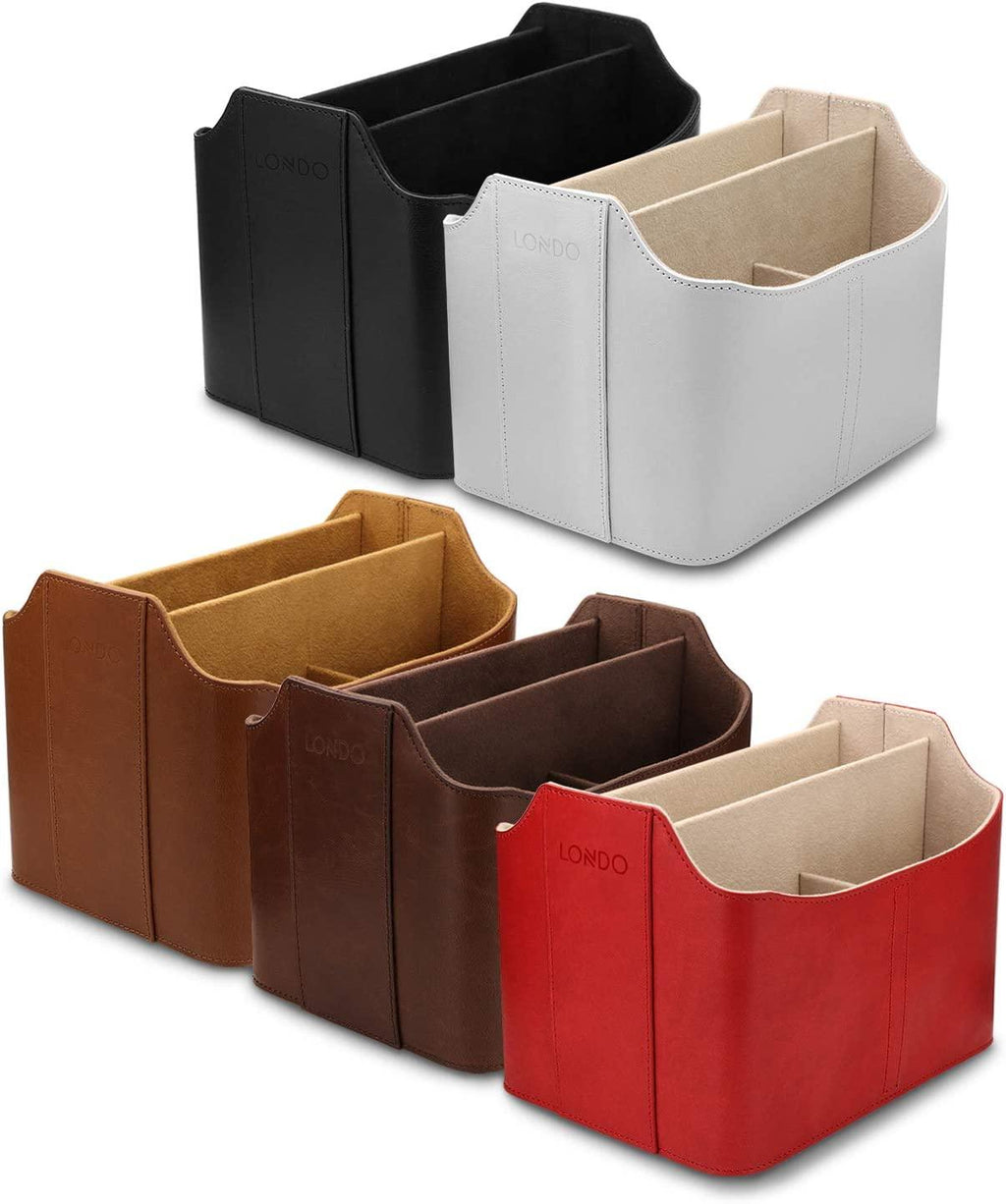 Leather Remote Control Organizer and Caddy with Tablet Slot